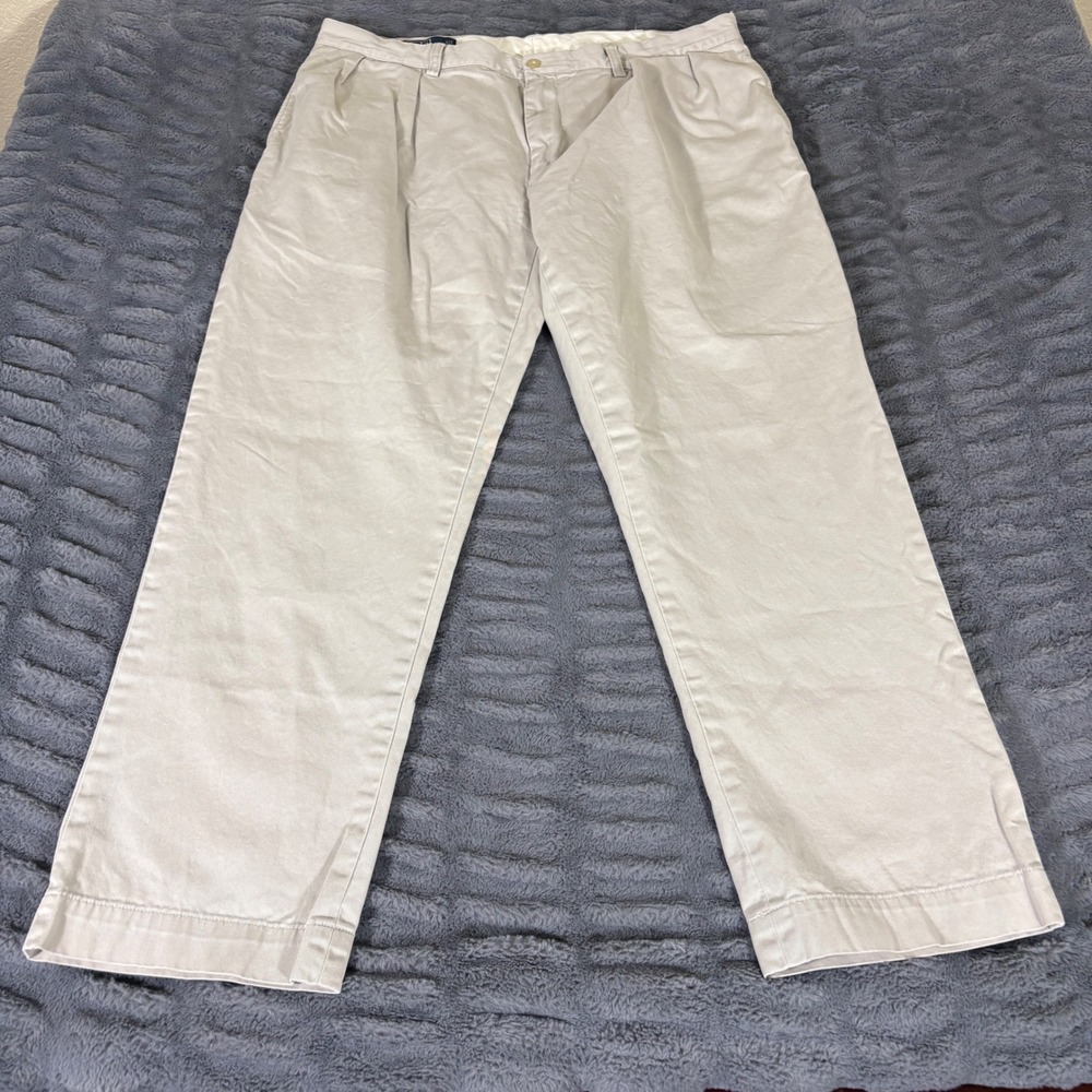 Polo Ralph Lauren Ethan Pant Mens 40x32 Beige Pleated Cotton Chino Trousers